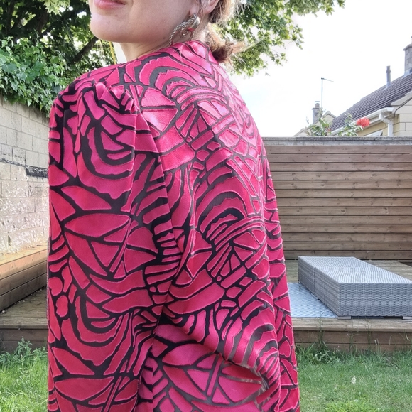 Vintage 80s hot magenta blazer/blouse/mini dress fits 10/12/14 - Picture 3 of 6